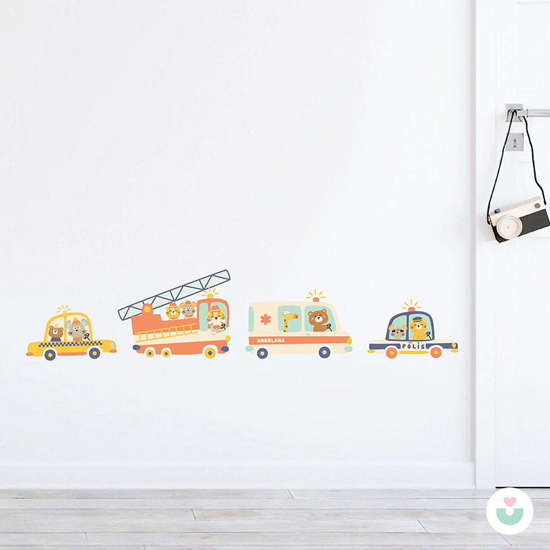 Acil Durum Araçları Duvar Sticker - 2