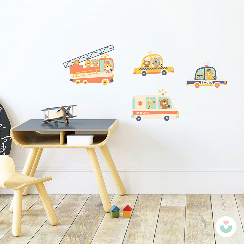 Acil Durum Araçları Duvar Sticker - 3