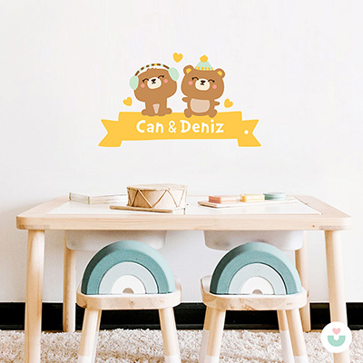 Afacan Kardeşler İsme Özel Duvar Sticker - 1