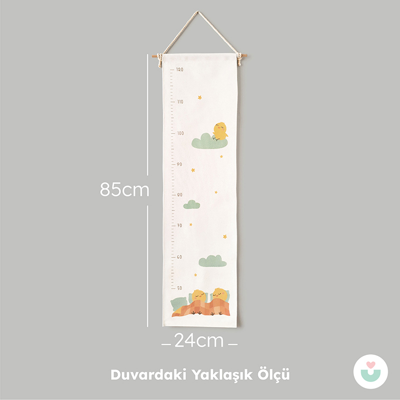 Civciv Firarda Duvar Örtüsü Boy Cetveli, Organik Pamuk Kumaş - 7
