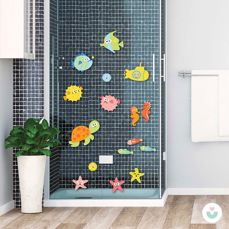 Deniz Canlıları Banyo Seti Duvar Sticker - 1