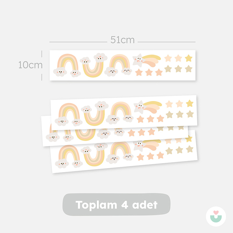Gökkuşağı ve Yıldızlar Mini Duvar Sticker Seti - 4