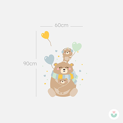 Mutlu Ayı Ailesi Duvar Sticker - Yeşil - 4