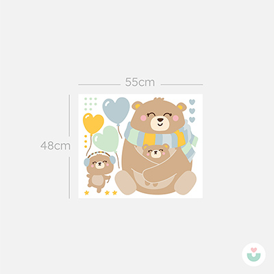 Mutlu Ayı Ailesi Duvar Sticker - Yeşil - 5
