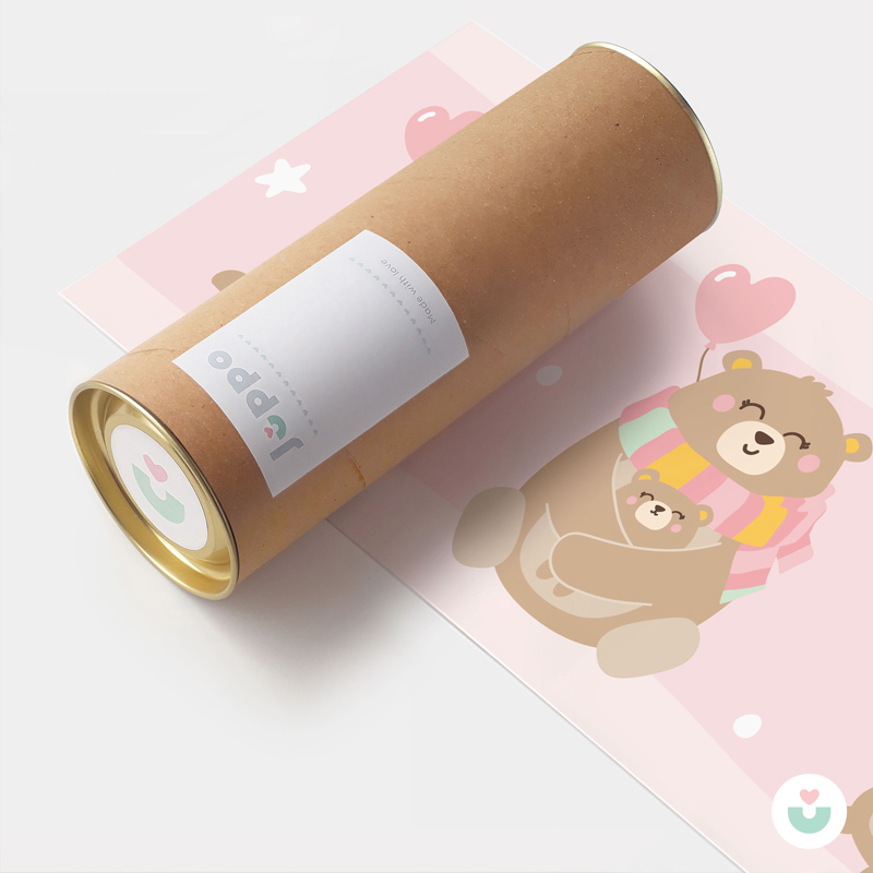 Mutlu Ayı Ailesi Sticker Duvar Bordürü – Pembe - 6