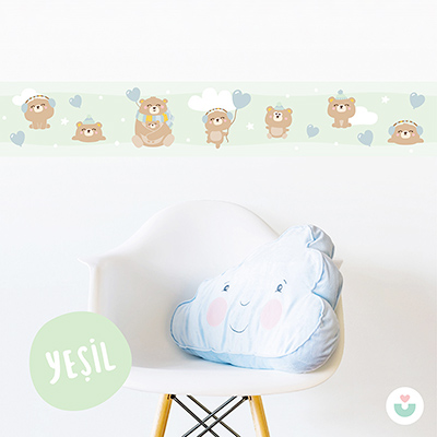 Mutlu Ayı Ailesi Sticker Duvar Bordürü – Yeşil - 4