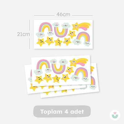 Mutlu Gökyüzü Mini Duvar Sticker Seti - 6