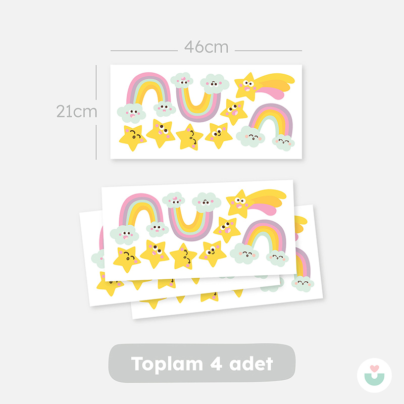 Mutlu Gökyüzü Mini Duvar Sticker Seti - 6