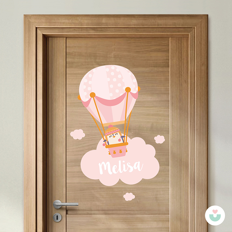 Pembe Hava Balonu İsme Özel Duvar Sticker - 1