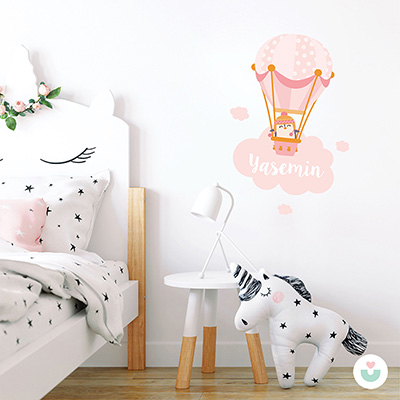 Pembe Hava Balonu İsme Özel Duvar Sticker - 2