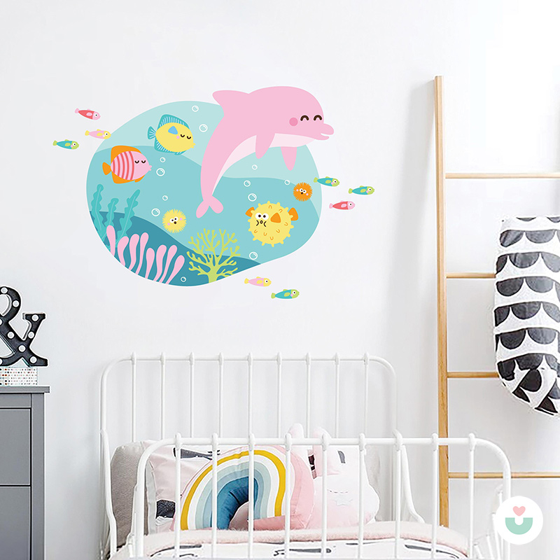 Mutlu Pembe Yunus Duvar Sticker - 1