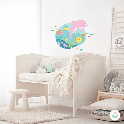 Mutlu Pembe Yunus Duvar Sticker - 2