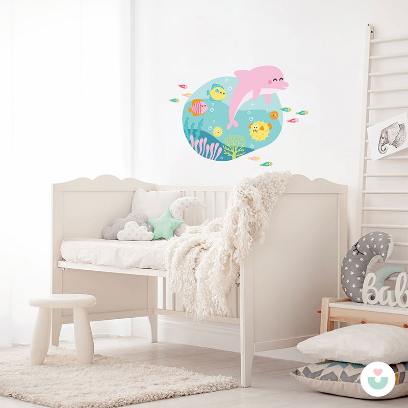 Mutlu Pembe Yunus Duvar Sticker - 2
