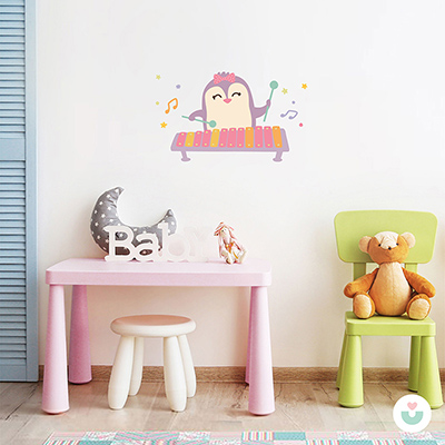 Müzisyen Penguen Duvar Sticker - 3