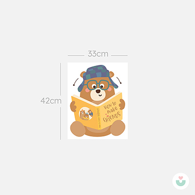 Kitap Okuyan Sevimli Ayı Duvar Sticker - 6