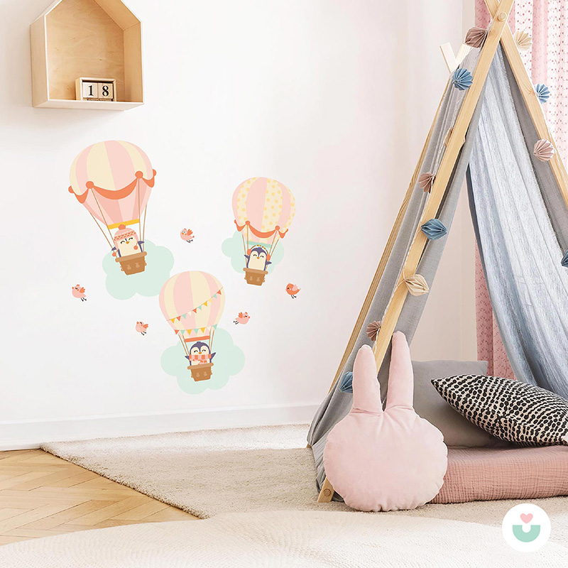 Pembe Hava Balonları Duvar Sticker - 2