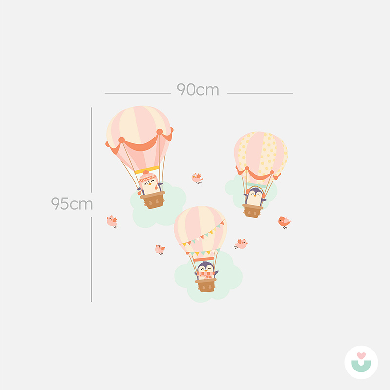 Pembe Hava Balonları Duvar Sticker - 5