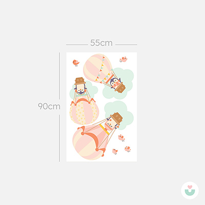 Pembe Hava Balonları Duvar Sticker - 6