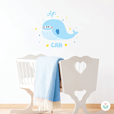 Şaşkın Balina İsme Özel Duvar Sticker - 4
