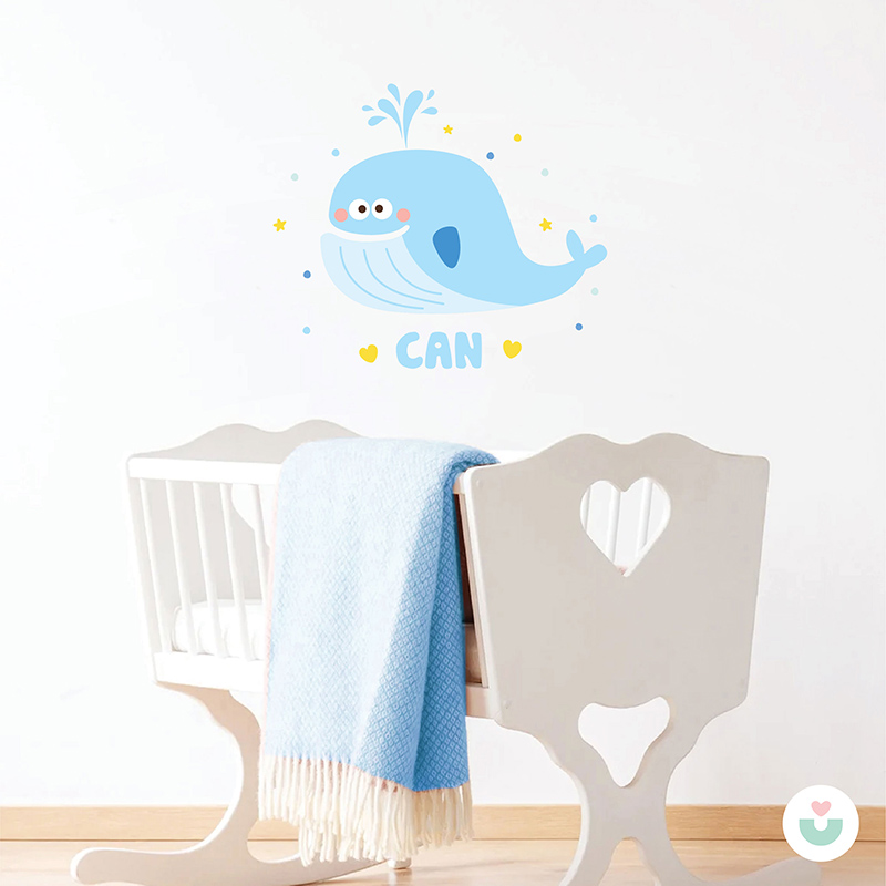Şaşkın Balina İsme Özel Duvar Sticker - 4