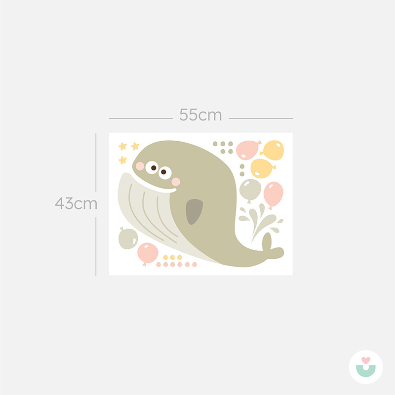 Sevimli Balina ve Balonlar Duvar Sticker - 5