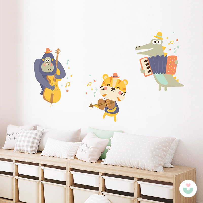 Sevimli Sokak Çalgıcıları Duvar Sticker - 3