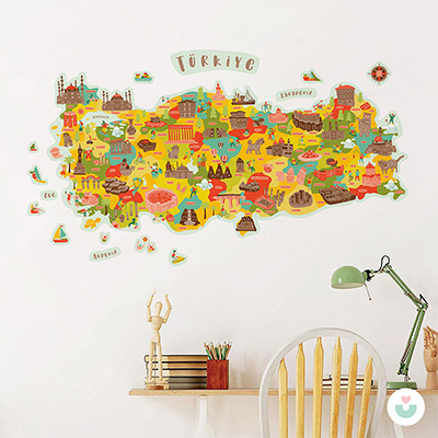 Türkiye Kültür Haritası Duvar Sticker - Renkli - 1