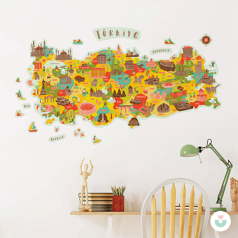 Türkiye Kültür Haritası Duvar Sticker - Renkli - 1