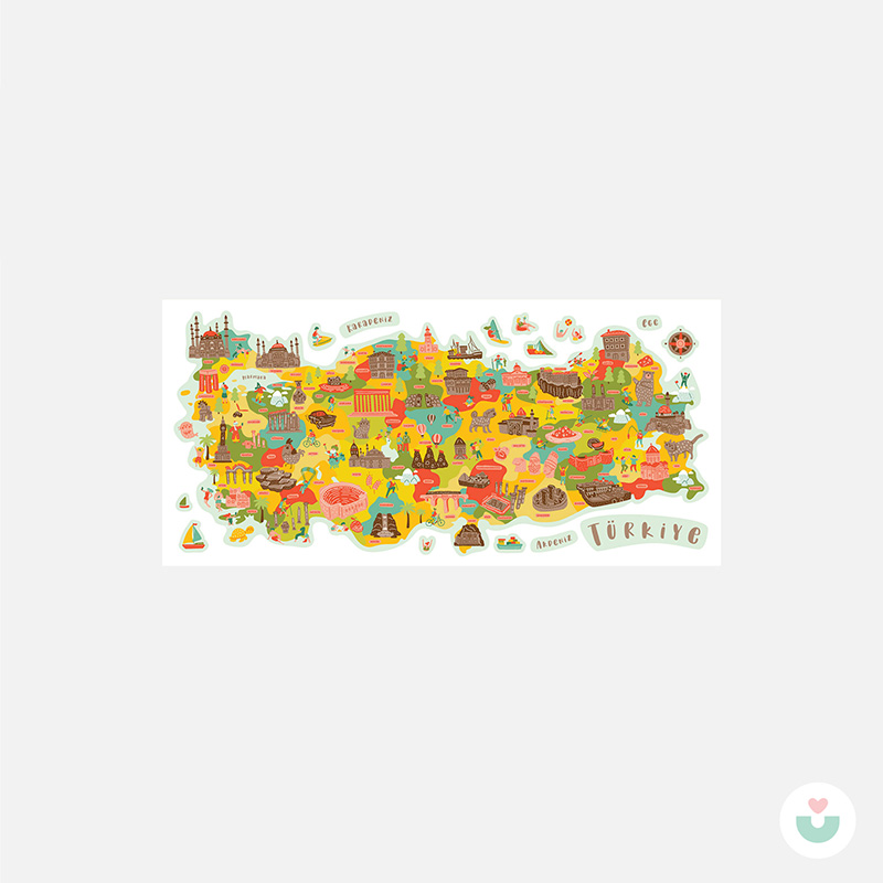 Türkiye Kültür Haritası Duvar Sticker - Renkli - 6