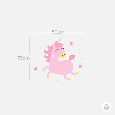 Uçan Pembe Unicorn Duvar Sticker - 5