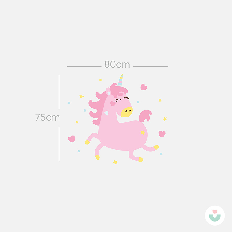 Uçan Pembe Unicorn Duvar Sticker - 5