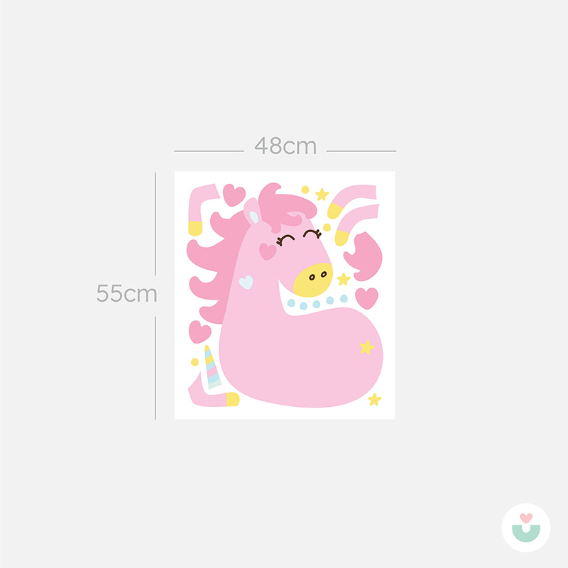 Uçan Pembe Unicorn Duvar Sticker - 6