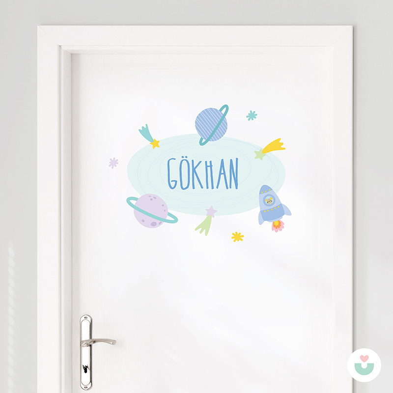 Uzaya Yolculuk İsme Özel Duvar Sticker - 4
