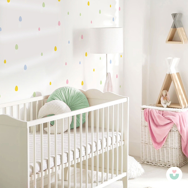 Pastel Yağmur Damlaları Mini Duvar Sticker Seti - 2