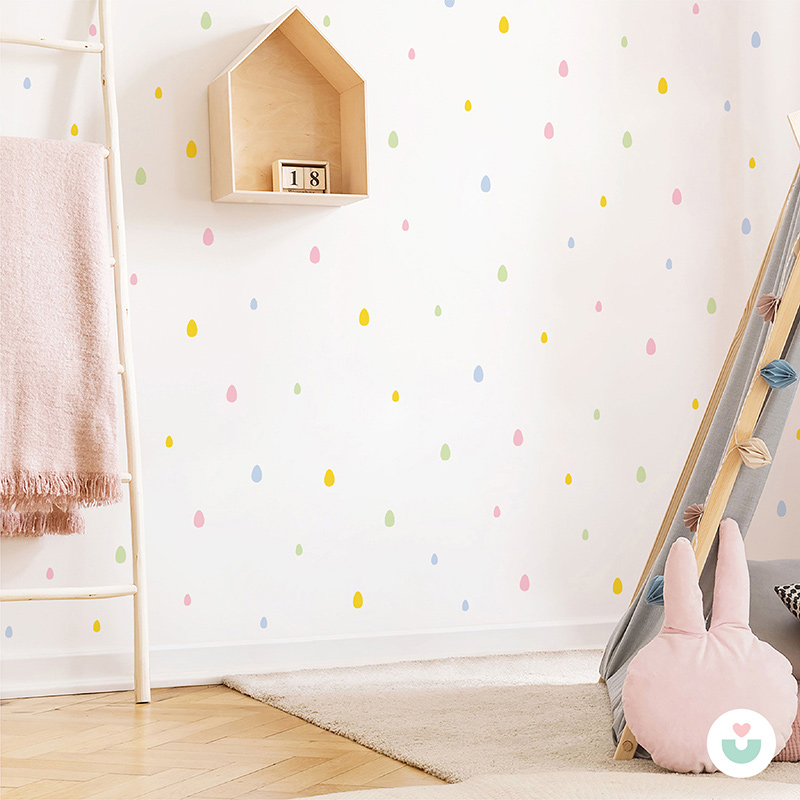 Pastel Yağmur Damlaları Mini Duvar Sticker Seti - 3